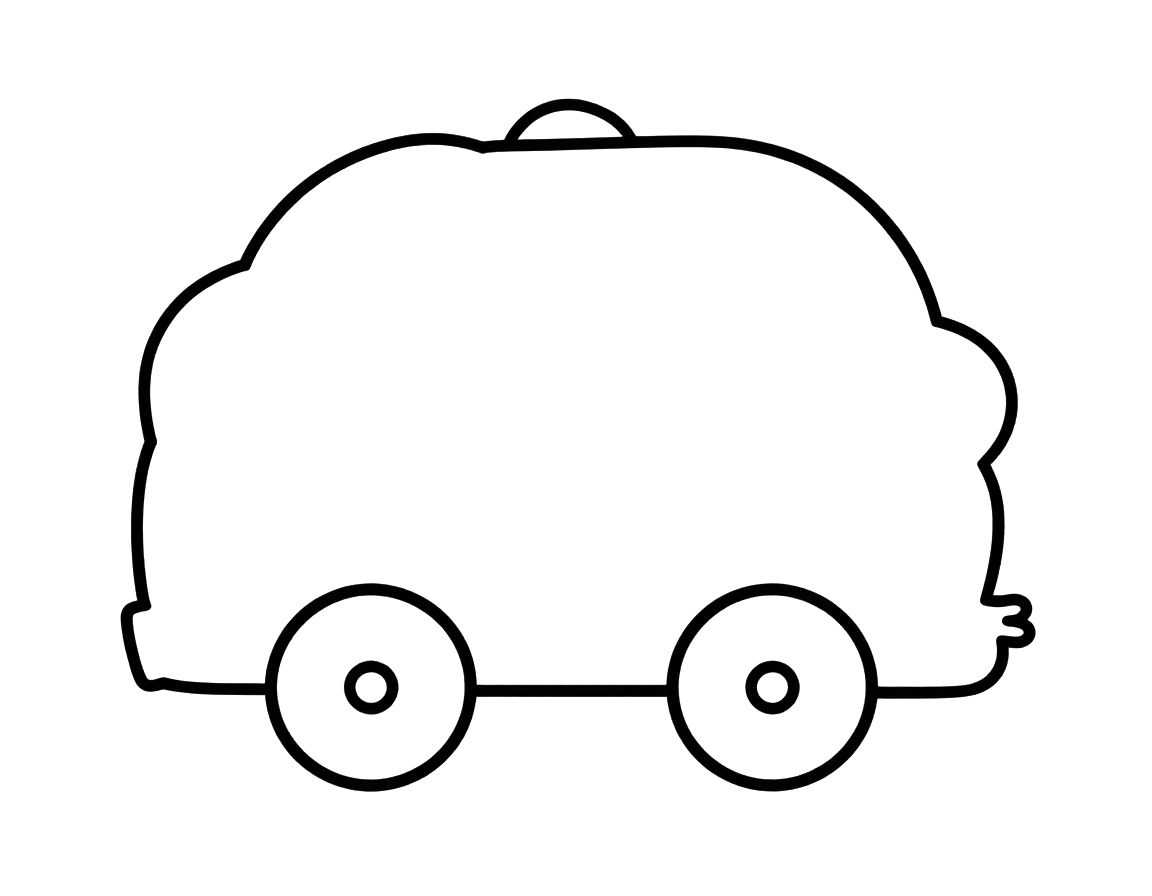 Coloriage d'une voiture familiale entourée de feuilles d'automne dans un parc.