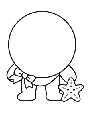 Coloriage d'un grand ballon de football posé sur une petite écharpe nouée en noeud, avec une étoile de mer et un coquillage à côté.