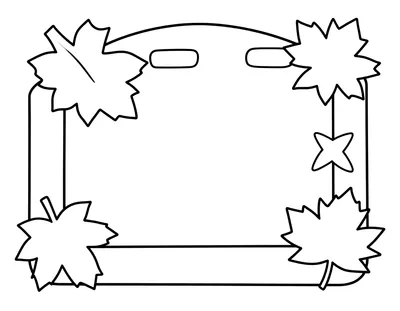 Coloriage d'un cadre décoré de grandes feuilles d'automne entourant un banc de jardin.