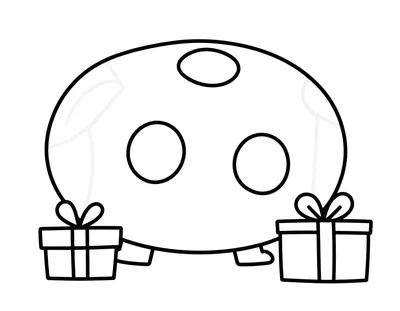 Coloriage d'un grand ballon de football posé entre deux petits paquets cadeaux avec un noeud.