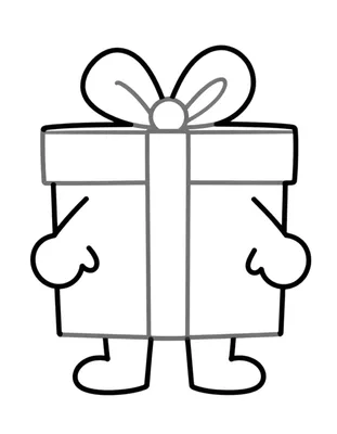 Coloriage d'un grand cadeau emballé avec un noeud, accompagné d'un petit ballon de football posé à côté.
