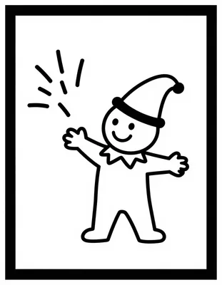 Coloriage d'un enfant au chapeau de bouffon qui lance des confettis pendant un carnaval.