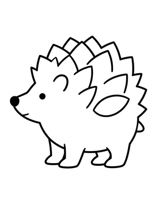 Coloriage d'un hérisson qui avance parmi des feuilles mortes, avec de gros contours faciles à colorier.