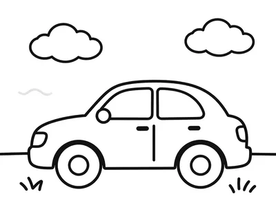 Dessin au trait d'un véhicule avec un cercle