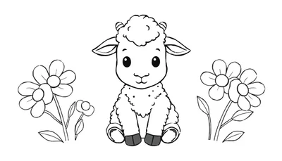 Un agneau mignon dans un color panel fleuri