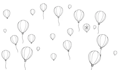 Page de coloriage avec des ballons dessinés au trait, un color panel.