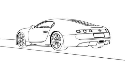 Une voiture de sport Bugatti dessinée au trait pour un color panel.