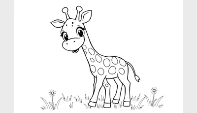 Dessin d'une girafe en noir et blanc pour un color panel.