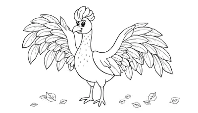 Un oiseau coloré en train de parader, parfait pour un coloriage.