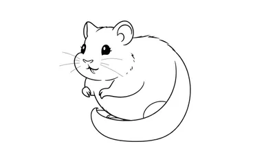 Un mignon hamster assis dans un style dessin au trait, prêt pour un color panel.