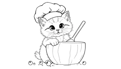 Chaton mignon portant un chapeau de chef dans un color panel.