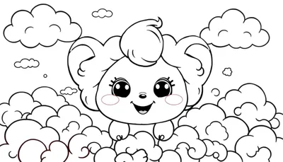 Ours en peluche joyeux dans les nuages, prêt pour un color panel.