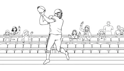 Joueur de football américain en action avec des spectateurs dans un color panel