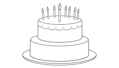 Gâteau d'anniversaire à deux étages, noir et blanc, avec des bougies allumées, prêt pour le color panel.