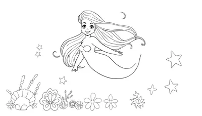 Dessin au trait d'une sirène souriante dans un color panel.