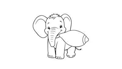 Un éléphant de dessin animé joyeux tenant une sucette.