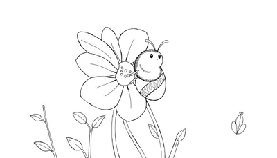 Dessin d'une abeille sur une fleur pour un color panel.