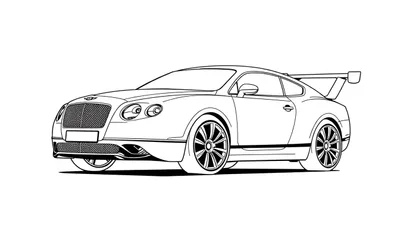 Dessin au trait d'une Bentley Continental GT prête à être coloriée.
