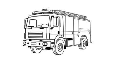 Un camion de pompier dessiné au trait pour un color panel.