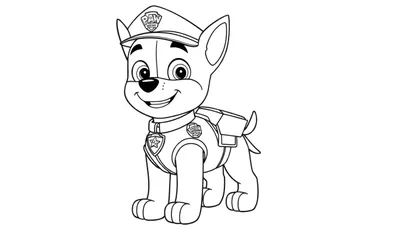 Chase, le chiot policier de la Pat' Patrouille, est prêt à colorier son uniforme et son badge dans ce color panel.