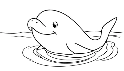Un dauphin joyeux dans l'eau, prêt à être coloré.