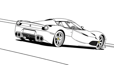 Dessin au trait d'une Ferrari LaFerrari rouge vif, prête à être coloriée. Un super bolide pour le color panel!