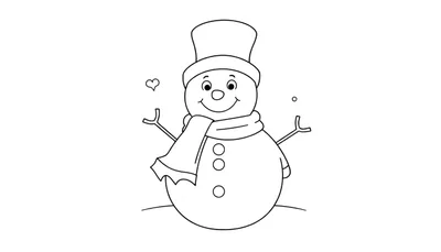 Un bonhomme de neige joyeux avec un chapeau haut de forme, une écharpe et trois boutons sur son corps, prêt pour le color panel.