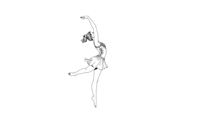 Dessin au trait d'une jeune fille dans une pose de danse élégante, avec un color panel.