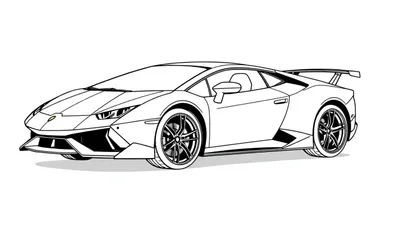 Dessin au trait d'une voiture de sport Lamborghini, prête pour le color panel.