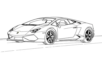 Illustration au trait d'une voiture de sport Lamborghini, vue de côté, dans un style esquisse avec un color panel.