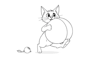 Un chaton joueur avec un ballon multicolore, comme un color panel.
