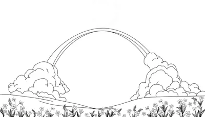 Champ de fleurs sous un arc double, prêt pour un color panel.
