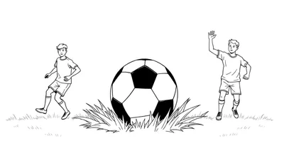 Deux enfants jouant au football avec un ballon à panneaux colorés.