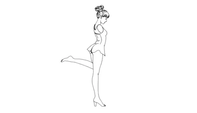 Dessin en noir et blanc d'une gymnaste en mouvement, color panel.