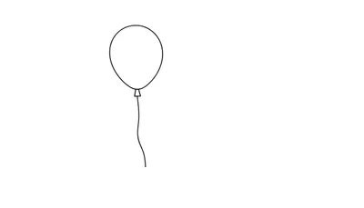 Un ballon noir et blanc simple avec un fil ondulé, prêt à être colorié.
