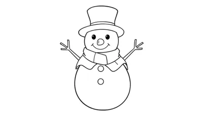 Un bonhomme de neige joyeux avec un chapeau et une écharpe prêt à être coloré dans le color panel.