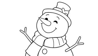 Bonhomme de neige souriant avec chapeau haut de forme, écharpe et nez en carotte, prêt pour le color panel.