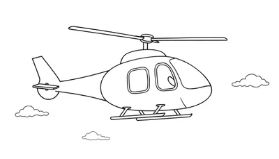 Dessin au trait d'un hélicoptère simple avec un color panel.