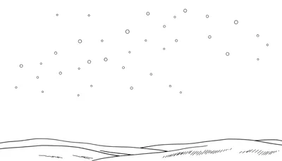 Paysage minimaliste de collines et de ciel étoilé, prêt pour un color panel.