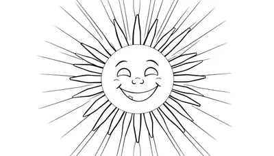 Dessin d'un soleil souriant avec des rayons pour un color panel.