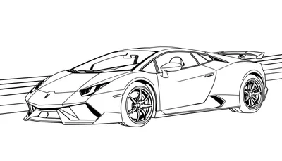 Dessin au trait d'une voiture de sport Lamborghini, prêt pour le color panel.