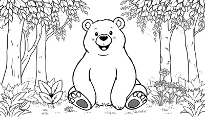 Un ours brun souriant dans une forêt, prêt pour un color panel.