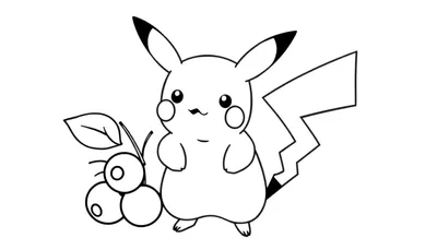 Pikachu, comme une color plate, se tient à côté de baies.