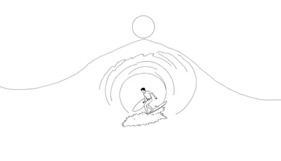Un surfeur silhouette fonçant sur une vague imposante sous un soleil rayonnant, prêt pour une aventure sur le color panel.