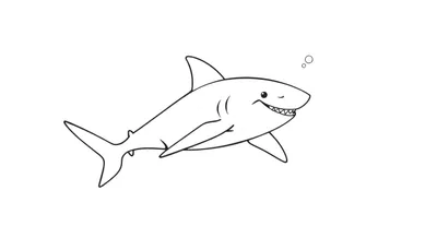 Dessin d'un gentil requin de dessin animé avec des bulles, style color panel.