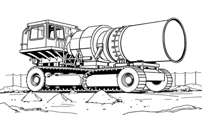 Dessin au trait d'un tunnelier sur un chantier, prêt pour le color panel.