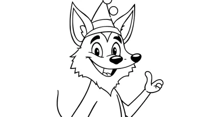 Renard amical avec un chapeau de fête, pouce levé.
