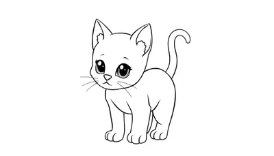 Coloriage d'un chaton debout, prêt à être colorisé.