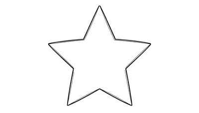 Contour d'une étoile à cinq branches dessinée à la main, avec des lignes noires épaisses et doubles sur fond blanc.