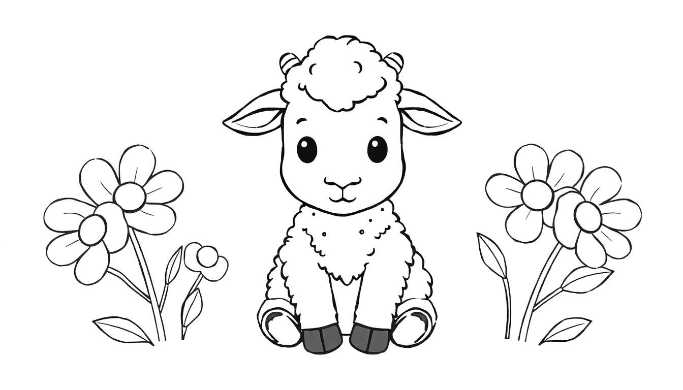 Un agneau mignon dans un color panel fleuri